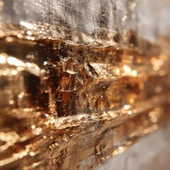 Poster - Golden Gleam: Abstract Close-Up of Textured Surface with Sparkling Bokeh Highlights and Reflected Light