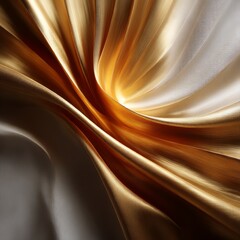 Leinwandbilder - Luxurious Golden Fabric Swirl: Abstract Design in Silk and Satin, a Captivating Visual of Elegant Textile