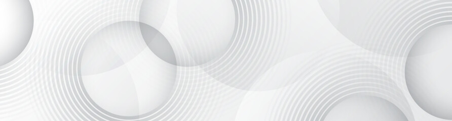 Wall Mural - white abstract background overlap layer on bright space with circles effect decoration. modern banne