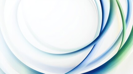 Aufkleber - Elegant abstract background with blue and green curves shaped like rings, soft gradient and minimal white space, ideal for modern digital designs.