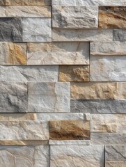 Aufkleber - Stone Cladding Tiles Arranged in a Stylish Pattern on a Neutral Background With a Clear Right Zone for Versatility in Design Projects