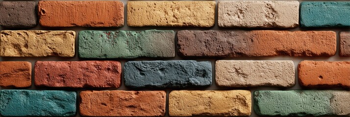 Poster - Decorative Bricks Arranged for Facade Work in Various Colors and Textures for Side Fade Design