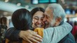 © Cambo27 - A joyful family reunion scene at an airport as immigrants reunite with their loved ones after a long journey, hugging and smiling warmly