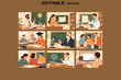 © Vector Vault - Montage of teachers and students in various classroom settings vector illustration