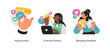 © stonepic - Illustration of people interacting with customer reviews, rating systems, and feedback management tools for digital platforms or services.