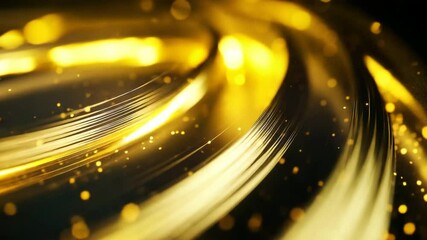 Aufkleber - Abstract futuristic golden neon lines with glowing reflections, soft bokeh, and dynamic modern energy. A luminous high-tech aesthetic.