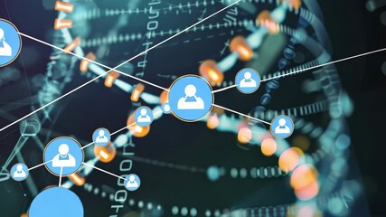 Poster - Explore the intricate world of digital data visualization with colorful particle effects and network connections in high-definition resolution