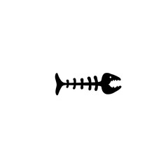 Wall Mural - a minimalist black fish skeleton, a simple yet striking representation of a fish's bony structure. a
