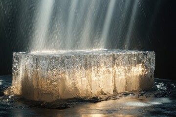 Poster - Golden light cascading in a mesmerizing display against a dark backdrop, creating an enchanting atmosphere at an evening event