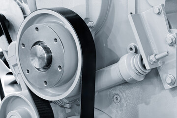 Aufkleber - close up of car electric generator drive belt on engine, car service concept background