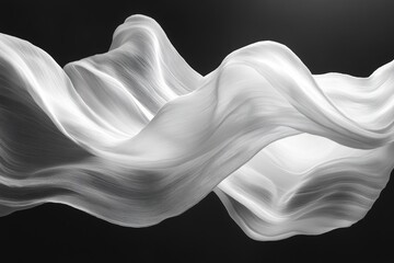 Leinwandbilder - Flowing white fabric gracefully suspended in mid-air creates an elegant visual contrast against a dark background
