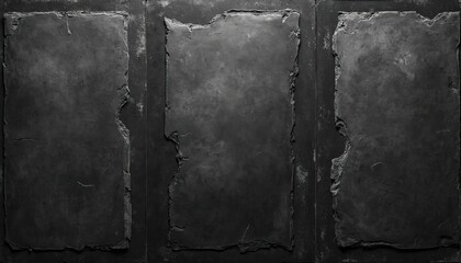 Poster - Old vintage black scratched torn poster set with rough, aged texture. Dark, grunge style. Great backdrop, background for design, wall paper. Empty frames.