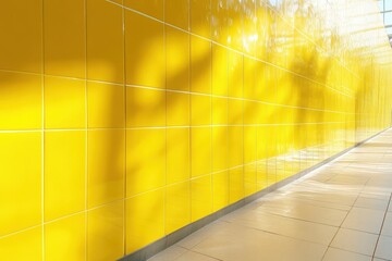 Poster - Bright yellow flowers in a simple vase against a sunlit yellow wall, creating a vibrant and cheerful atmosphere in a cozy indoor setting