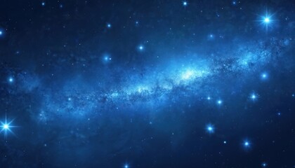 Aufkleber - Deep space illustration with bright blue stars. Galaxy and starlight. Cosmic celestial bodies. Night sky universe and Milky Way. Exploration of universe and nightscape. Astronomy, science, wonder.