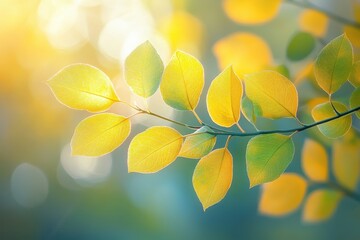 Poster - Variegated foliage forms a lush green carpet in a tranquil garden setting during the early morning light