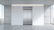 © Farah - Modern Elevator Interior Design Minimalist Steel Doors Concrete Walls Spacious Lobby Architecture Building Apartment Office Contemporary Clean Lines Simple Elegant Luxury