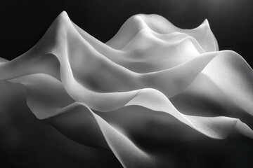 Aufkleber - Flowing white fabric drapes elegantly over a black backdrop, capturing the contrast of light and shadow during a studio session