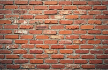 Leinwandbilder - Red brick wall texture. Rough surface of old brickwork, masonry. Aged, grunge design with red-orange color. Brick texture for background, interior decoration, construction.