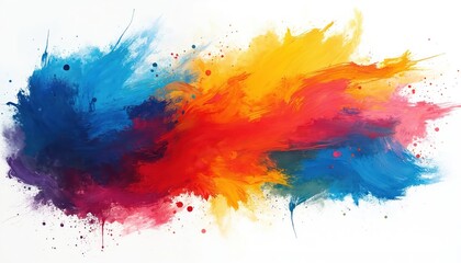Leinwandbilder - Abstract brushstroke illustration with bold colors. Dynamic fluid splash with textured details, rainbow palette with expressive brushstrokes. Perfect for branding design wallpaper.