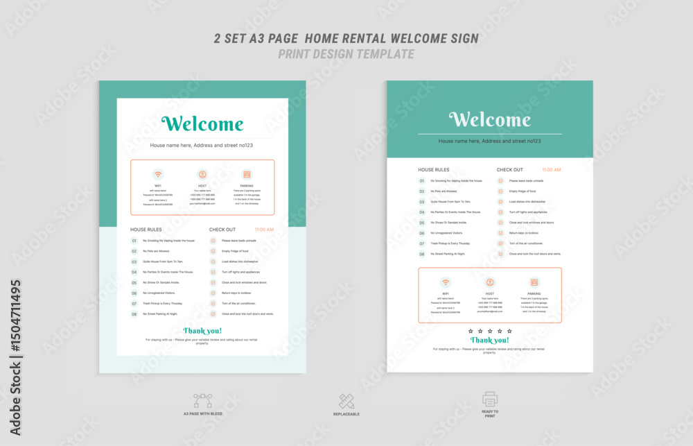 Home welcome guide sign poster template set Stock Vector | Adobe Stock