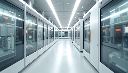 Leinwandbilder - High-tech futuristic lithium-ion battery manufacturing facility. Automated processes inside industrial clean room. Modern technology, energy production, advanced engineering. Sustainable power