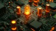 © Bayu - Illuminating pathways: close-up view of a complex circuit board with glowing components