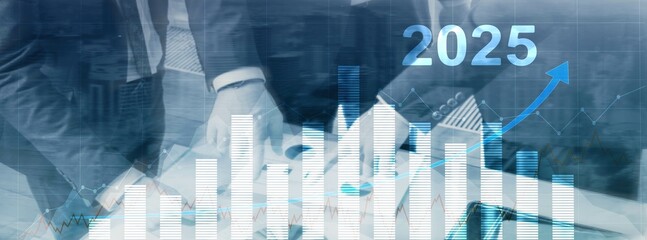 Wall Mural - financial background, economic growth 2025. abstract background. mixed media