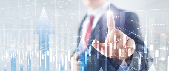 Wall Mural - stock market forex trading graph and candlestick chart suitable for financial investment concept
