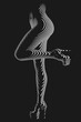 © 3d_kot - Minimalist black and white abstract art of sensual woman's legs in high heels. Bold abstract line art design with curves and contrast form an elegant silhouette perfect for modern interiors. Vector