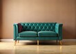 © kittipon - Modern Living Room Velvet Loveseat Beige Wall Copy Space Low Light