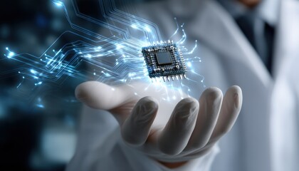 Aufkleber - A man is holding a small electronic device in his hand