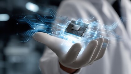 Aufkleber - A person is holding a computer chip in their hand