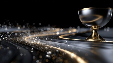 Wall Mural - a gold and silver bowl is placed on a black background