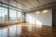 © Pluto - Sunlit Modern Room with Hardwood Floor and Large Windows, Ideal for Exhibition or Event