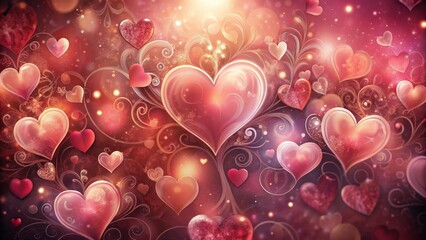 Wall Mural - romantic heartscape an enchanting design of intertwined hearts and swirling patterns in warm hues