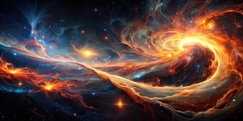 Wall Mural - celestial inferno a fiery cosmic swirl of nebulae and stars, illuminating the vast expanse of space 