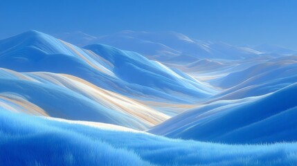 Wall Mural - Serene Blue Mountain Landscape  Peaceful Hills  Soft Light  Nature Scene