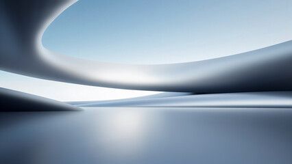 Wall Mural - sci-fi curved building, square platform, car advertisement background