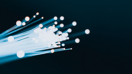 Wall Mural - illuminating fiber optics: a visually stunning image of fiber optic cables emitting a brilliant glow