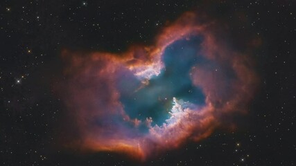 Wall Mural - Travelling from a red planetary nebula in deep space. 4K