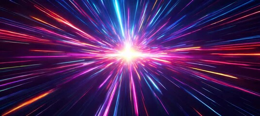 Wall Mural - colorful light speed energy travel teleport. space time warp. generative video ai technology.