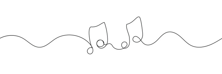 Wall Mural - one line music key symbol. continuous line art drawing classical cultural melody sound silhouette. h