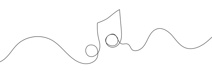 Wall Mural - one line music key symbol. continuous line art drawing classical cultural melody sound silhouette. h