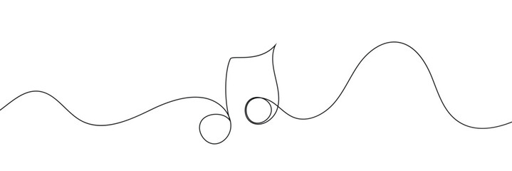 Wall Mural - one line music key symbol. continuous line art drawing classical cultural melody sound silhouette. h