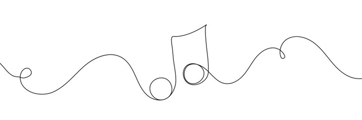 Wall Mural - one line music key symbol. continuous line art drawing classical cultural melody sound silhouette. h