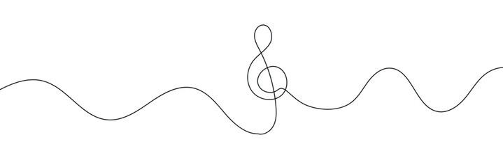 Wall Mural - one line music key symbol. continuous line art drawing classical cultural melody sound silhouette. h