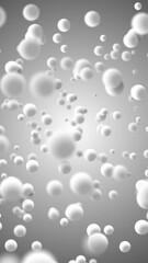 Wall Mural - white 3d balls random flying on bright vertical loop background.