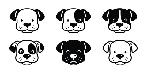 Wall Mural - dog vector face head icon cartoon character puppy pet doodle beagle golden retriever franch bulldog 
