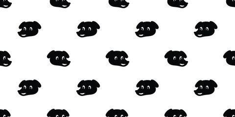 Wall Mural - dog seamless pattern puppy silhouette vector pet smiling face head cartoon gift wrapping paper repea