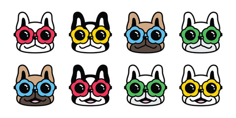 Wall Mural - dog vector french bulldog icon flower sunglasses daisy cartoon character puppy pet doodle symbol ill
